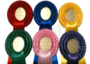 6 x 3 tier quality rosettes with metallic gold centres