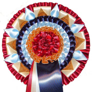 Custom rosette with gold point with ribbon